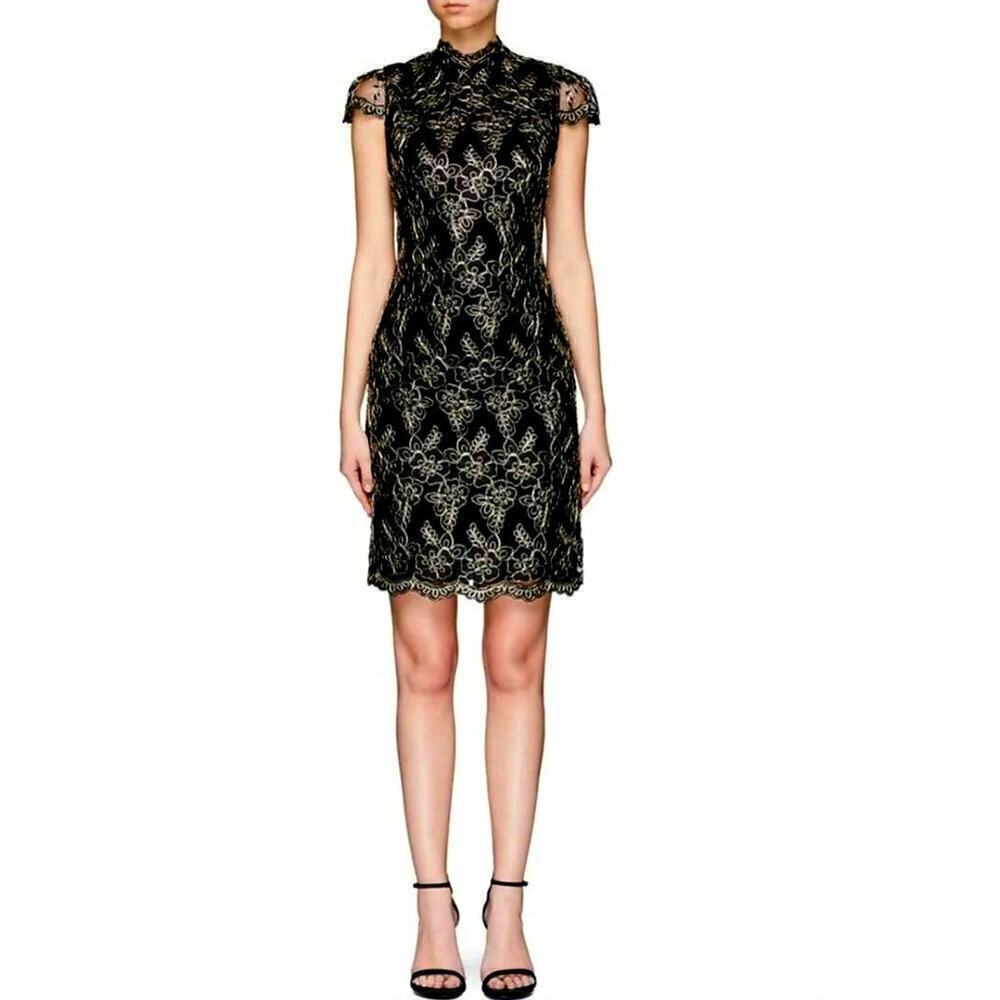 Alice + Olivia Marya Dress Ladies Pre-Loved Black Metallic Dress Size 6 - Picture 3 of 11